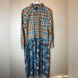 Aratta Silent Journey Northern Dancer Shirt Dress Tunic Artsy Lagenlook Size L